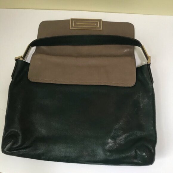 Anya Hindmarch Y2K Color Block Hobo Leather Pockets Shoulder Bag Green Black Tan - Picture 8 of 16